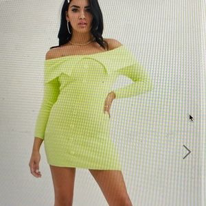 Electric green sweater dress